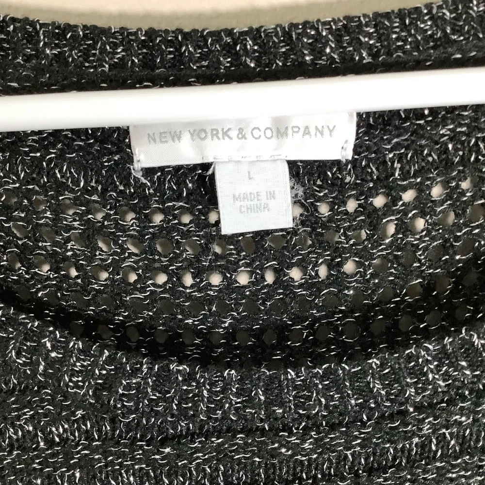 New York & Company Metallic Striped Sweater